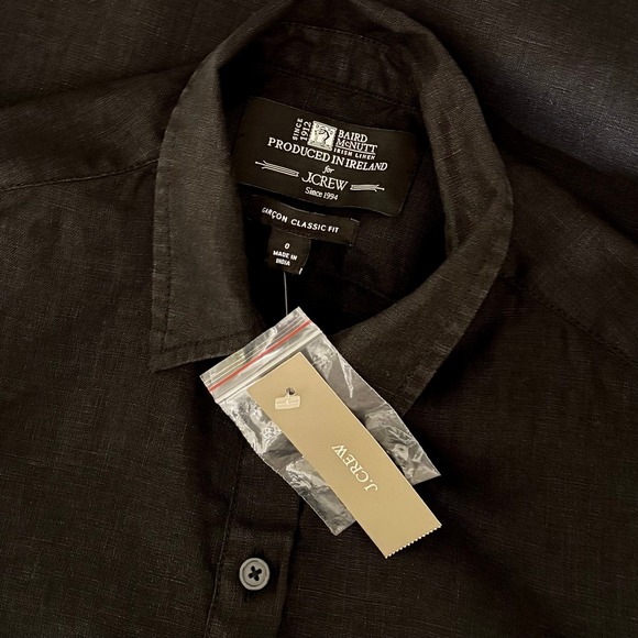 NWT!! J. CREW Garçon Classic Shirt Baird McNutt Irish Linen Solid Black Size 0 - Picture 12 of 15